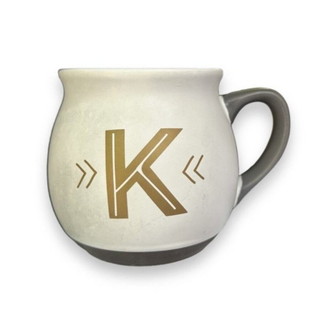 Threshold Stoneware Coffee Cup Mug Initial Monogram Letter K Bronze Gray 16oz